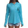 Caribbean Blue: Women's Keys Slam UPF Hoodie w/ thumbholes