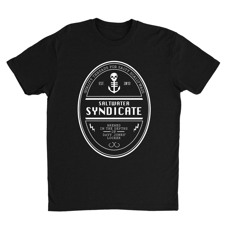 Front View of Men's Black Beer Label T-Shirt