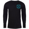 Front View of Men's Black Long Sleeve Cotton T-Shirt