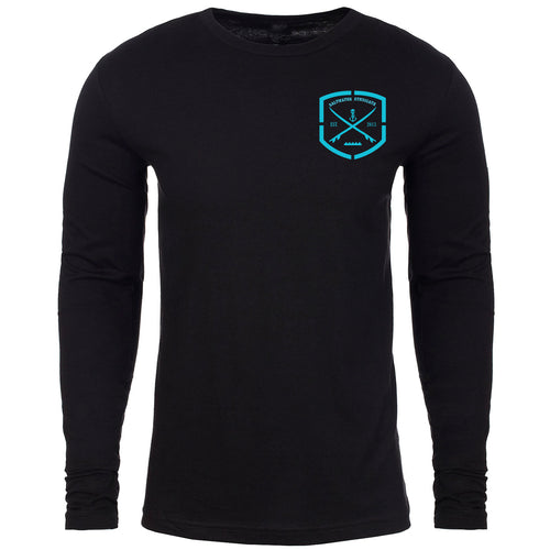 Front View of Men's Black Long Sleeve Cotton T-Shirt