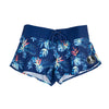 Women's Dark Blue Floral Draw String Boardshorts