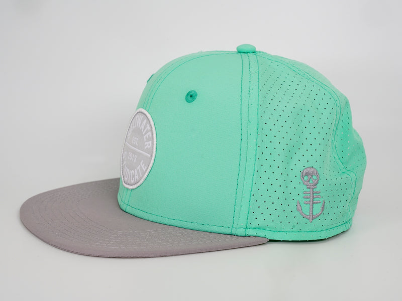 Side View of Mint Green Flat Bill Trucker Hat