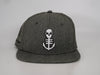 Grey Flat Bill Hat with White Anchor on Front
