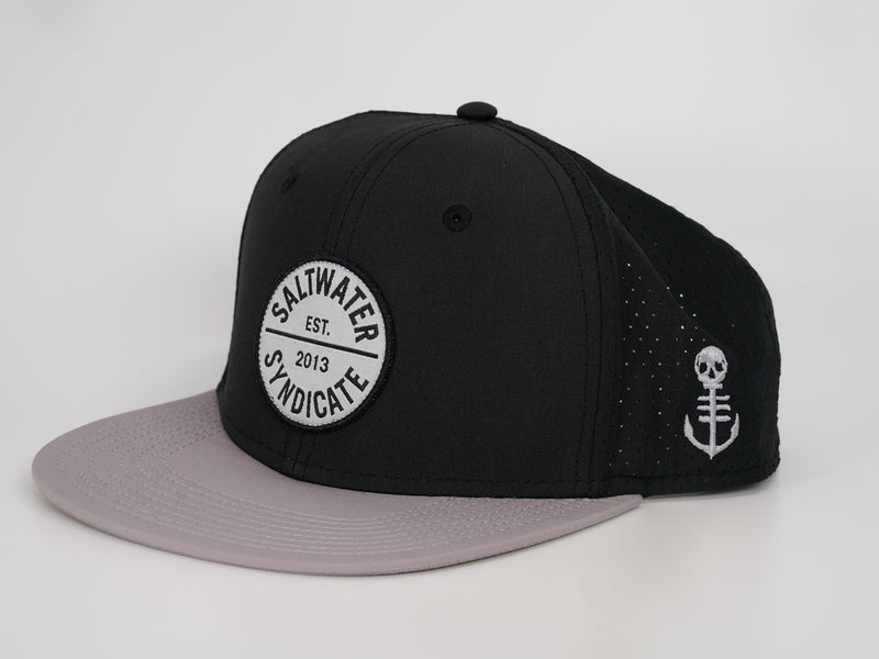 Side View of Black and Grey Trucker Hat