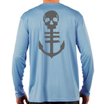 Back of Men's Blue UPF Performance Shirt with Anchor Logo