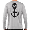 Back of Men's Grey UPF Performance Shirt with Anchor Logo