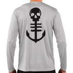 Back of Men's Grey UPF Performance Shirt with Anchor Logo