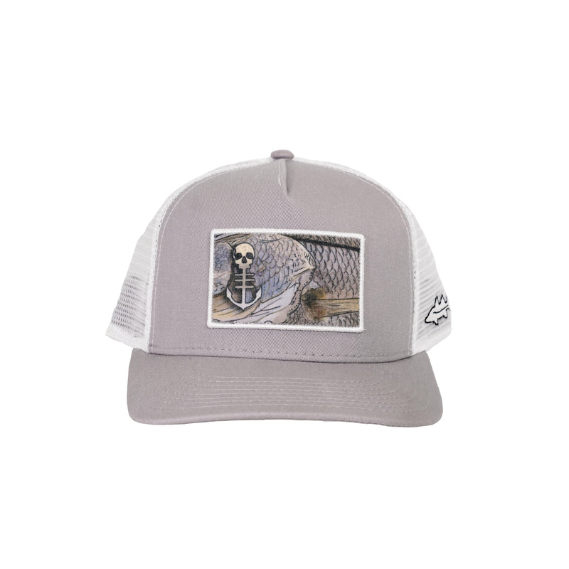 Grey Snapback Hat With Snook Scales Patch