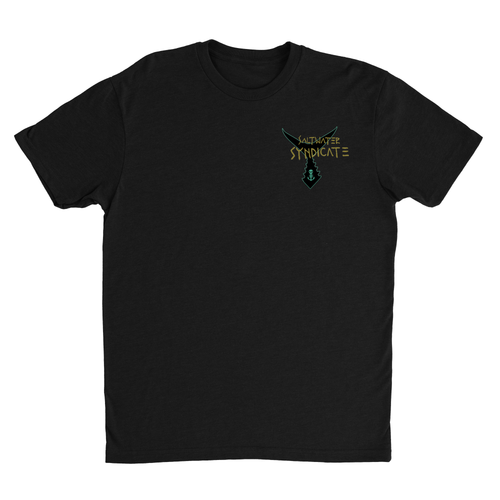 Front of Men's Black T-Shirt with Tuna Tail Icon