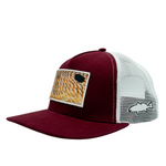 Side View of Redfish Scales Crimson Hat
