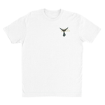 Front of Men's White T-Shirt With Saltwater Tuna Tail Icon