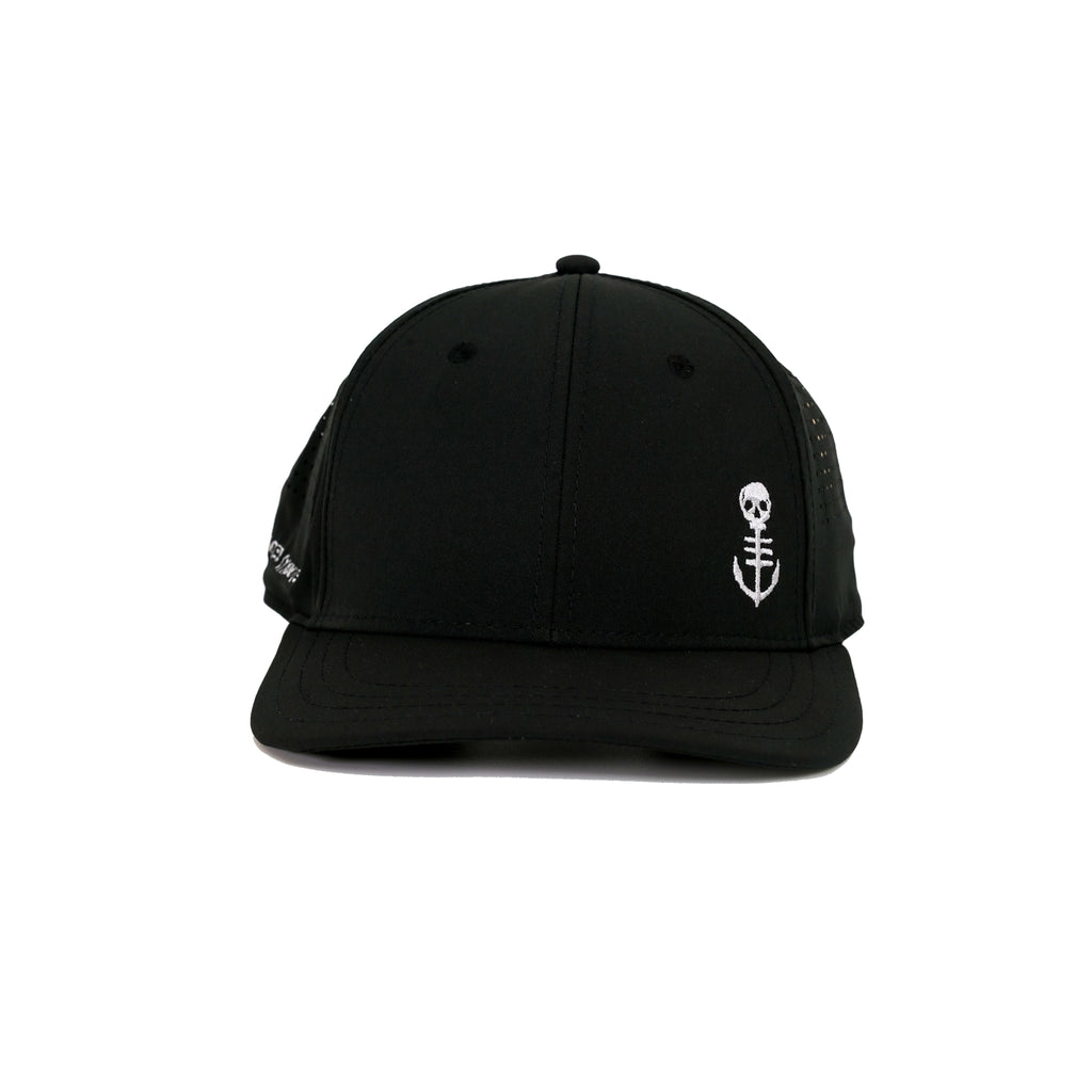 Low Profile Black Performance Hat with Anchor Icon