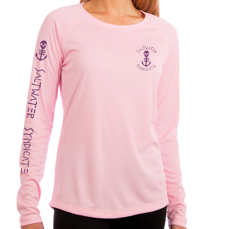 Front of Women's Pink UPF Performance Fishing Shirt