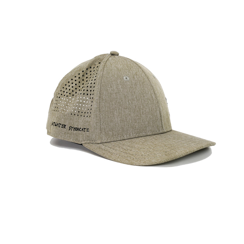 Sideview of Low Profile Olive Green Hat with Anchor Icon