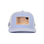 Blue Hat with Redfish Scales Embroidered Patch