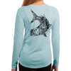 Women's Light Blue UPF Performance Shirt with Large Tarpon on Back