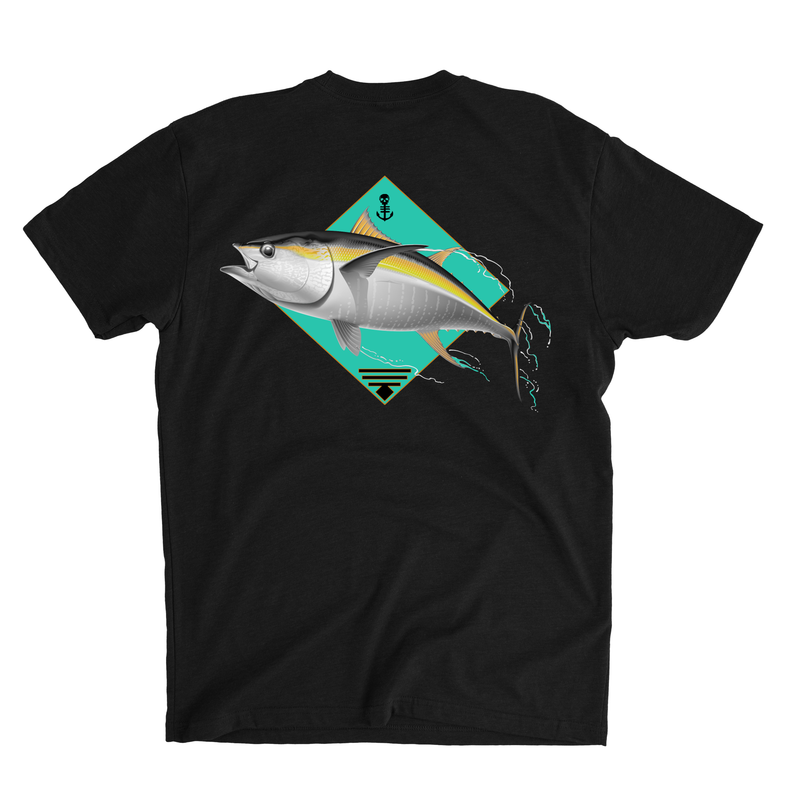 Men's Black T-Shirt with Saltwater Tuna 