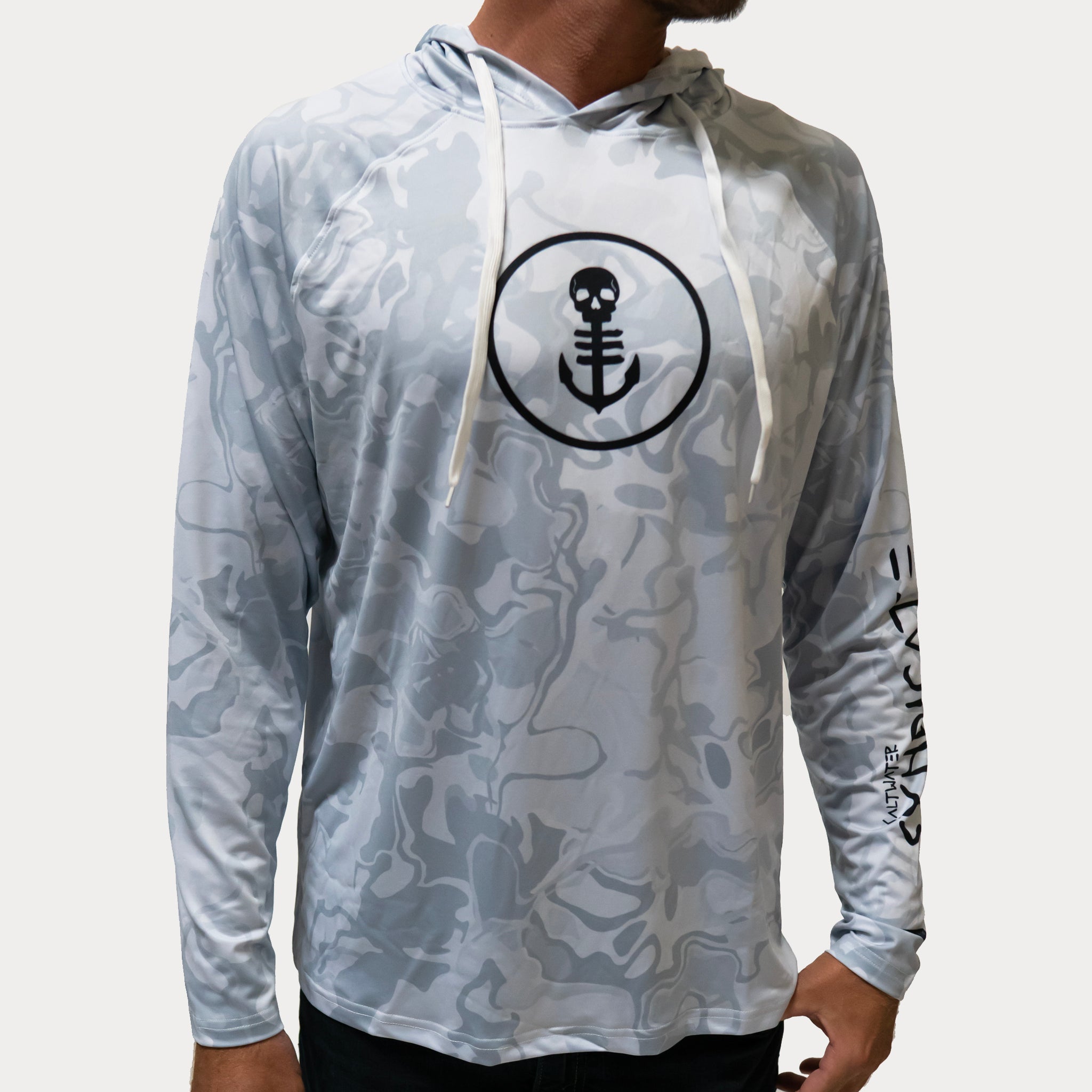 Mens Sinuous Sea Performance Hoodie - White - Large